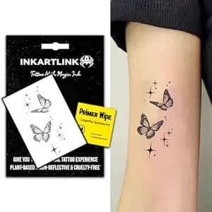 Inkartlink Cute Butterfly Temporary Tattoos, Realistic Waterproof - Semi Permanent Tattoo, Body Stickers For Women & Men, Last 7-15 Days, Party Favors, Non-Reflective, Exquisite Packaging