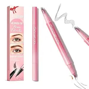 Waterproof Eyebrow Pen For Women 2 In 1 Dual-Ended Liquid Eyebrow Pen With 4d Brush-Tip & Curved Tip, Smudge-Proof Long-Lasting For Natural Fuller-Looking Brows, Precise Hair-Like Strokes (Black)