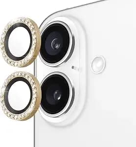Kate Spade New York Iphone 16/Iphone 16 Plus Camera Lens Protector - Set In Stone Gold Aluminum Rings With Scratchproof Double Tempered Glass, Ultra Hd View, Case Friendly, And Easy Install