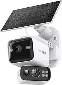 Tapo 2k Dual Lens Pan/Tilt Security Battery Camera W/Solar, c645d Kit - 165° Wide-Angle + 6mm Telephoto, Free Person/Vehicle Detection, 360° Pan, Sd/Cloud Storage, Works W/Alexa & Google