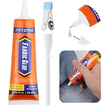 Fittdyhe Fabric Glue Permanent, 60 Ml Washable Clear Clothing Glue, Super Fabric Glue For Rhinestones, Patches, Clothes, Denim, Leather, Polyester, Fabrics, Doll Repair, Flannel, Cotton