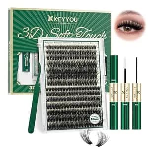 Keyyou 3d Volume Lash Clusters Kit D Curl 80d100d With Tools Diy At Home - 280pcs 8-16mix Thick Volume.Lash Kit: Lash Bond, Seal & Tweezers. Perfect For Daily Wear, Weddings, Parties & Travel.