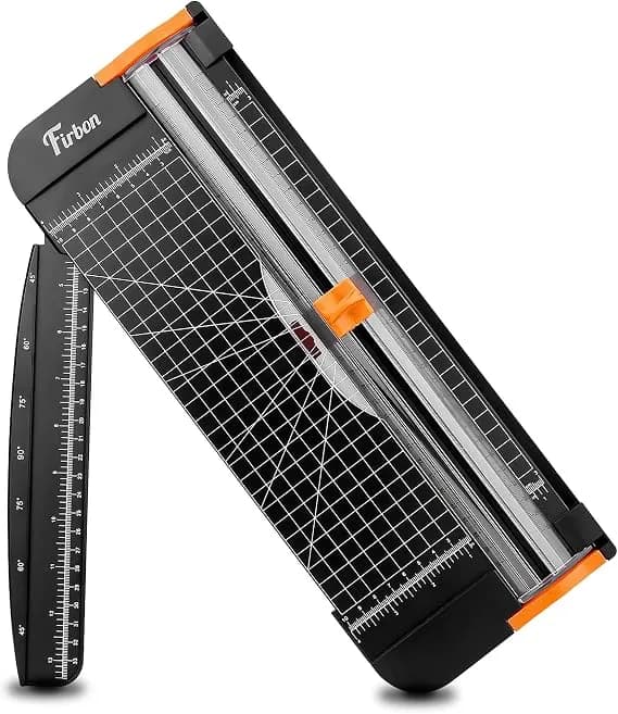 Firbon a4 Paper Cutter, 12 Inch Paper Trimmer With Extened Ruler, Black - 10 Sheet Capacity - Cm & Inch Scale - Spring-Loaded Safe Blade - Cuts Cardstock, Vinyl, Coupons, Labels & Scrapbooking Craft