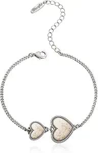 Wrangler Heart Charms Link Bracelet, 14k Gold Turquoise Jewelry For Women - Western Jewelry For Women, Hypoallergenic Stainless Steel, Adjustable Chain, Wrangler Gift Box