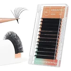 Easy Fan Eyelash Extension Automatic 1s Flowering 0.07 C Curl 13mm Individual False Lashes Natural Soft Matte Black Volume Lash Extensions Supplies (0.07 C, 13mm)