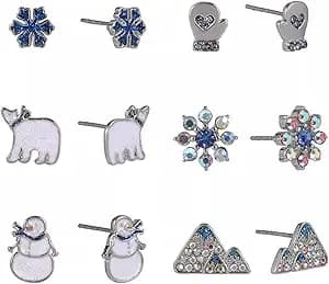Hallmark 6-Pair Holiday Earring Set - Festive Studs For Every Celebration