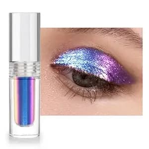 Multichrome Glitter Liquid Eyeshadow, Chameleon Shifting Color, Holographic Metallic Eyeshadow, Long-Lasting Wear, Vegan Eye Topper For Party, Daily Makeup (#01)