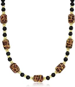 Ross-Simons Italian Leopard-Print Murano Glass Bead Necklace In 18kt Gold Over Sterling. 18 Inches
