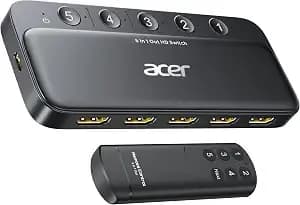 Acer 5 In 1 Out Hdmi Switch 4k@60hz Hdmi 2.0 With Remote For ps5 Xbox Tv - Low-Latency 4k Signal Switching, Supports Hdr, Hdcp 2.3, Dts & Dolby Atmos, Work For ps5, Xbox, Switch, Tv Stick, Projector