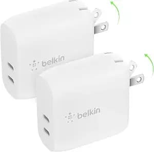 Belkin 40w Dual Usb C Charger Block, 2 Pack, Fast Charging For Travel - Pps Fast Charging, Iphone 17, Air, Pro, Pro Max, Ipad, Airpods, Samsung Galaxy s25, Nintendo Switch 2