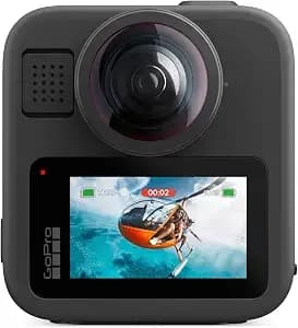 Gopro max2 - Waterproof 360 + Traditional Action Camera With Touch Screen, Spherical 8k Video, 29mp 360 Photos, Easy Replaceable Lenses, Hypersmooth Stabilization, 6 Microphones