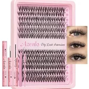 Azenlo Lash Clusters Kit, 240pcs Diy Lash Extensions Kit, 30d+40d Thin Band Lash Clusters, 10-16mm Soft Natural Volume Lashes For Beginners
