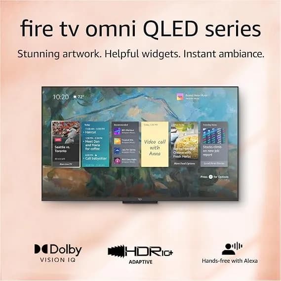 Amazon Fire Tv 50" Omni Qled Series 4k Uhd Smart Tv, Dolby Vision Iq, Fire Tv Ambient Experience, Local Dimming, Hands-Free With Alexa
