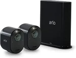 Arlo Ultra Security Camera 4k Hdr (2nd Gen, 2020 Release) + Smarthub, Battery Power, Emergency Response, Ai Event Captions, 1-Month Trial Of Secure Plan, 180° Field Of View, 2 Cam, White