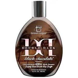 Brown Sugar Double Dark Black Chocolate 400x Tanning Lotion, 13.5 Fl Oz - Ultra Advanced Black Bronzing With Cocoa, Coconut & Shea Butters, Double Dip Souffle Softness, Citrus Pineapple Truffle Scent