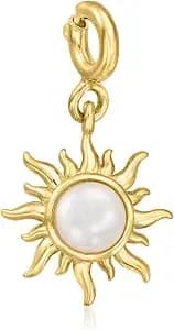 Ross-Simons 5-5.5mm Cultured Pearl Sun Charm In 18kt Gold Over Sterling