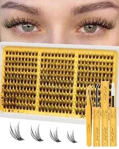 Quewel Lash Clusters Kit 300pcs C Curl Wispy Eyelash Clusters(js01-Kit) - Natural Look Cluster Lashes Extensions Kit With Lash Bond And Seal And Tweezers Natural Eyelash Clusters Use At Home