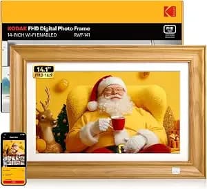 Kodak 14.1 Inch Fhd Digital Picture Frame, 1920x1080 G+G Ips Digital Photo Frame With 32gb Large Storage, Quad-Core Cpu, Premium Solid Wood Frame, Easy Photo Transfer Via Wifi App/Email/Usb/Sd Card