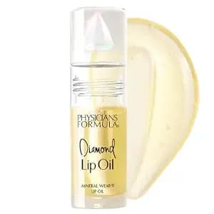 Physicians Formula Mineral Wear Diamond Lip Oil, High-Shine Serum Hybrid With Diamond Dust, Vitamin E, & Mineral Powder, Talc-Free, Cruelty-Free, & Vegan - Yellow Diamond