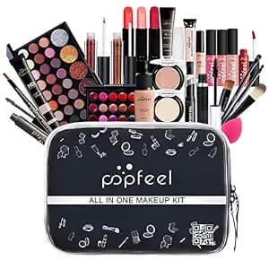 Fantasyday All-In-One Makeup Set Holiday Gift - Full Makeup Kit For Women Essential Starter Bundle Include Eyeshadow Palette Lipstick Blush Cream Concealer Face Powder Eyeliner Mascara Lipgloss Brush - Complete Makeup Collection With Eyeshadow Palette Lip