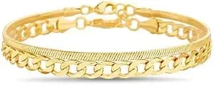 Nautica Layered Chain Anklet Set For Women, Double Row, 10 Inches Long