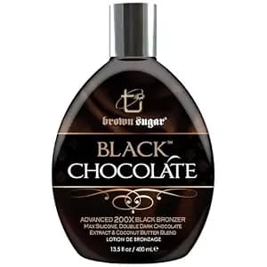 Brown Sugar Black Chocolate 200x Black Bronzer Tanning Lotion, 13.5 Fl Oz - Advanced Bronzing With Double Dark Chocolate Extract, Organic Body Butters & Rich Silicones, Dha Free, Sensual Amber Scent