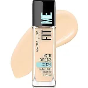 Maybelline Fit Me Matte + Poreless Liquid Oil-Free Foundation Makeup, Light Beige, 1 Count (Packaging May Vary)