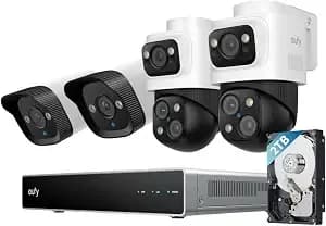 Eufy Poe Nvr System s4, 4-Cam, 2tb Hdd, Poe Wired - 24/7 Recording, Up To 16ch, 2 Bullet-Ptz + 2 Bullet Cams, 360° Ptz, Ai Auto Framing & Tracking, Smart Video Search