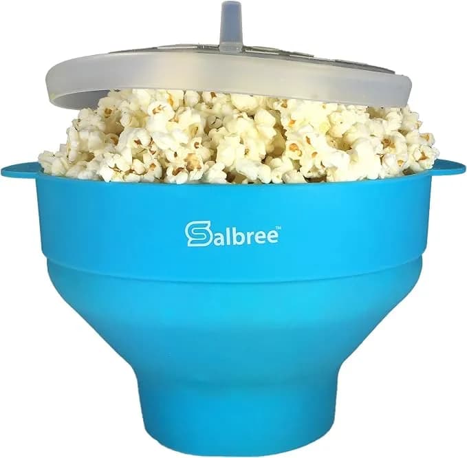 The Original Salbree Microwave Popcorn Popper Machine, Silicone Popcorn Maker, Collapsible Microwavable Bowl - Hot Air Popper - No Oil Required - The Most Colors Available (Turquoise) - Available In More Colors Than Any Competitor. Collapse Flat For Easy