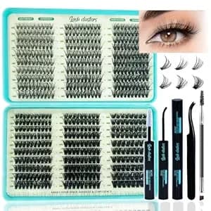 Lash Clusters Kit, 600 Pcs Eyelashes Lash Clusters D Curl 9-16mm - 30d+40d+50d+60d+80d+100d Individual Fluffy False Eyelashes Extensions With Tools, Perfect For Daily Wear And Dating