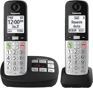 Panasonic Cordless Phone, Easy To Use With Large Display & Big Buttons, Flashing Favorites Key, Flashlight, Call Block, Volume Boost, Talking Caller Id, House Phones, 2 Cordless Handsets - Kx-tgu432b