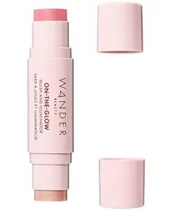 Wander Beauty On-The-Glow Blush And Illuminator - Petal Pink/Nude Glow - 7-In-1 Hydrating Cream Blush & Highlighting Stick - Stick Blush For Cheeks, Lip, & Body - Highlighter Makeup & Blush - 0.4 Oz
