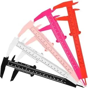 Frienda 5 Pieces Eyebrow Measuring Ruler Brow Mapping Tool Mini Vernier Caliper Double Scale Plastic Sliding Gauge Ruler For Micro Blading Eyebrow Tattoo Brow Artists(Bright Colors)