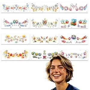 2026 World Cup Game Waterproof Face Decals, Watercolor Football Temporary Tattoo Stickers, Adult Fan Body Art For Sport Events, Match Day, Party Favors & DéCor