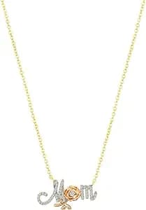 Disney Princess Tri-Tone Cz Rose Pendant Necklace Fine Silver Plated - This Officially Licensed Princess Pendant Necklace Is Crafted From Fine Silver Plated With Crystal Accents.