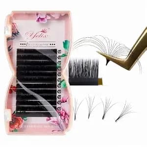 Yelix Auto Blooming Easy Fan Lash Extensions 0.05/0.07mm Thickness C/Cc/D Curl 8-15mm Mixed Length, Self Fanning Volume Individual Lashes For Salon Lash Artists (D, 0.05 Thickness 8-15mm)