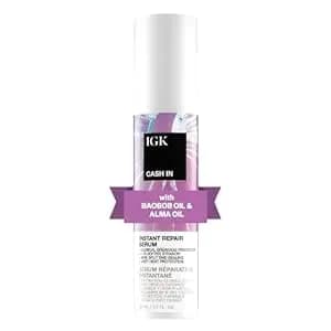Igk Cash In Instant Repair Hair Serum, Split End + Heat Protection, 1.7 Oz - Repairs Damaged Hair + Protects Against Breakage, Softer, Smoother + Shinier Finish, Vegan + Cruelty-Free