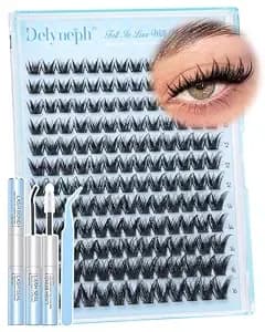 Manga Lash Clusters Kit Wispy Cluster Eyelash Extensions Kit - Anime Eyelash Clusters With Spikes Natural Cluster Lashes Extensions Wet Look Fairy Individual Lashes Kit By Delyneph（9-16mm）