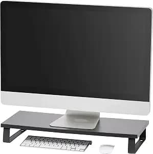 Iris Usa 1-Tier Multi-Purpose Modern Pc Monitor Organizer Stand With Metal Legs, Ergonomic Desktop And Countertop Riser For Computer Laptop Tv Kitchen Pantry And Closet Organization, Black - Elevates Monitors And Laptops While Organizing Keyboards, Office