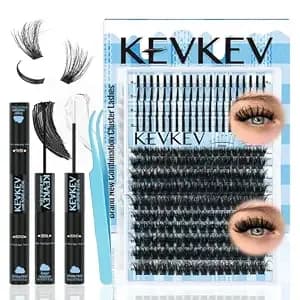 Lash Clusters Kit 80d+100d Lash Clusters With Spikes 3d Volume Eyelash Clusters Lash Extension Kit With Lash Bond And Seal Lash Tweezers （80d+100d,10-18mm)