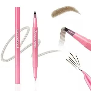 Waterproof Eyebrow Pen For Women 2 In 1 Dual-Ended Liquid Eyebrow Pen With 4d Brush-Tip & Curved Tip, Smudge-Proof Long-Lasting For Natural Fuller-Looking Brows, Precise Hair-Like Strokes (Brown)
