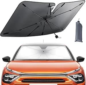 Lamicall Car Windshield Sunshade Umbrella - Foldable Car Windshield Sun Shade Cover, 5 Layers Uv Block Coating, 52"x31" Front Window Heat Insulation Protection, For Auto Sedan, Suv Windshield - Foldable Umbrella Design, 5 Layers Uv Block Coating, Front Wi