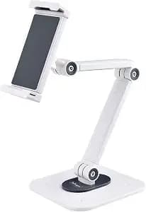 Startech Adjustable Tablet Stand Up To 2.2lb/1kg (Adj-Tablet-Stand-W) - Ergonomic Articulating Universal Tablet Stand, Tablet Holder For Desk Pivot/Swivel/Rotate, Wall Mountable, For Desk