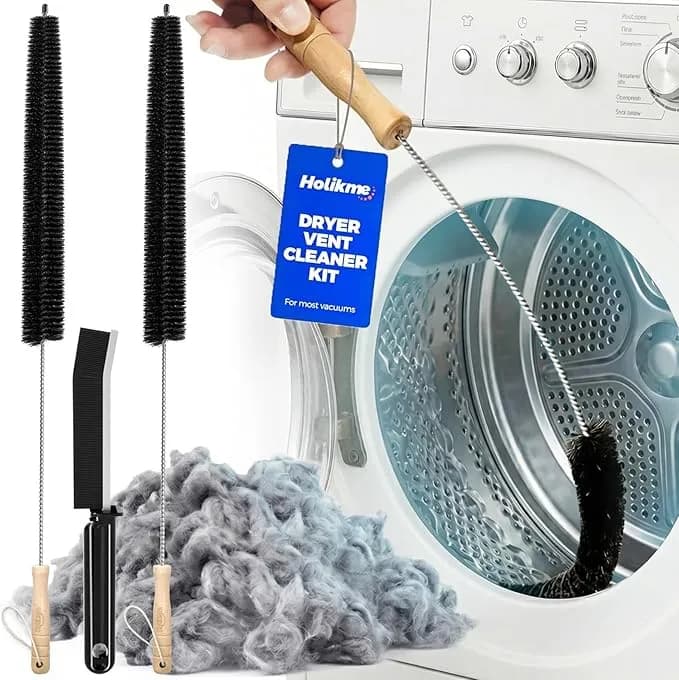 Holikme Dryer Vent Cleaner Kit, 3 Pcs Replacement Lint Brush For Vent Trap - Dryer Vent Cleaning Kit With Crevice Tool - Deep Lint Brush For Dryer Trap & Filter, Flexible Nylon Bristles