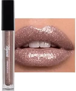 Mynena Rose Gold Shimmer Lip Gloss - Hydrating Glass-Like Shine - Rosie - Non-Sticky Topper, Lightweight, Wear Alone Or Layer Over Lipstick
