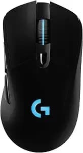 Logitech g703 Lightspeed Wireless Gaming Mouse - Black - Hero 25k Sensor, Lightsync Rgb, Powerplay Compatible, 10g Optional Weight, 100-25,600 Dpi, Rubber Side Grips