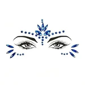 4th Of July Meimaid Face Gems For Women – Sparkly Blue Rhinestone Stickers Face Tattoo, Fourth Of July Jewels Temporary Tattoo For Patriotic Makeup Decorations Patriotic Theme Party Supplies