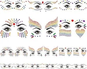 12 Sheets Rainbow Gay Pride Festival Face Gems,Pride Face Jewels - Gay Pride Face Eye Jewels Stickers,Self-Adhesive Face Gems Decoration Lgbt Makeup Face Jewels For Party Costume Makeup Decor