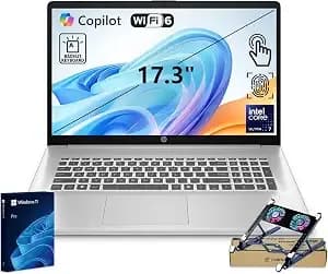 Hp Pro Business Copilot Ai Laptop Pc, 17.3" Touchscreen, Intel Ultra 7 255u, 32gb ddr5, 2tb Ssd, Wi-Fi 6, Webcam, Backlit Keyboard, Fingerprint Reader, Bundle With Pco Laptop Cooler