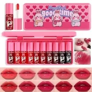 10 Pcs Lip Glossy Lip Stains Matte Lipsticks Set (Rabbit, Lip Gloss) - Pack Of 10 Set Cute Glossy Lipstain Matte Lipsticks Waterproof And Long-Lasting Quick-Drying Lipgloss Smooth